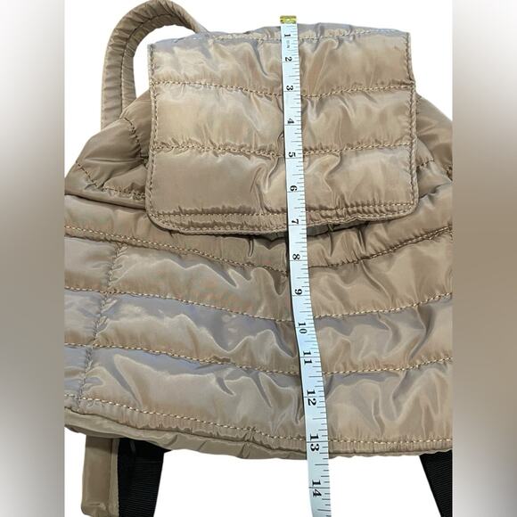 Street Level Boutique Puffer Backpack Tan Beige Medium-Sized - Picture 6 of 14